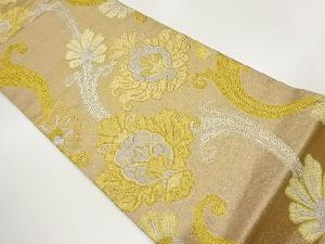 金通し抽象花唐草模様織出し袋帯